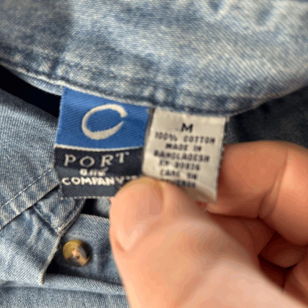 Vintage Port Company Boulder Model Railroad Club Denim Button Down Shirt Mens M - Picture 4 of 5
